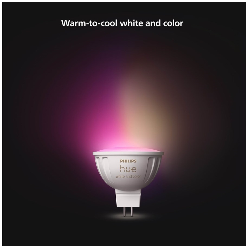 Súprava 4x stmievateľných LED RGBW žiaroviek Philips Hue WHITE AND COLOR AMBIANCE GU5,3/MR16/6,3W/12V 2000-6500K