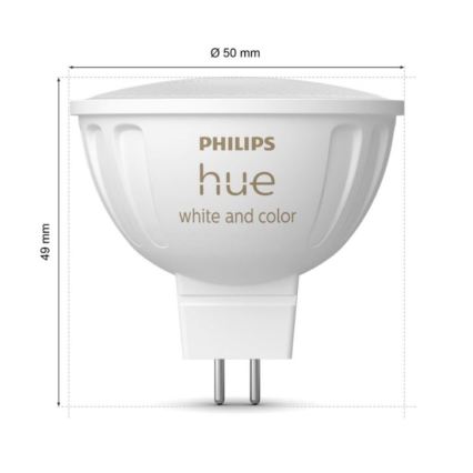 Súprava 4x stmievateľných LED RGBW žiaroviek Philips Hue WHITE AND COLOR AMBIANCE GU5,3/MR16/6,3W/12V 2000-6500K