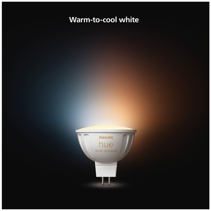 SADA 4 ks LED stmievateľných žiaroviek Philips Hue WHITE AMBIANCE GU5,3/MR16/5,1W/12V 2200-6500K