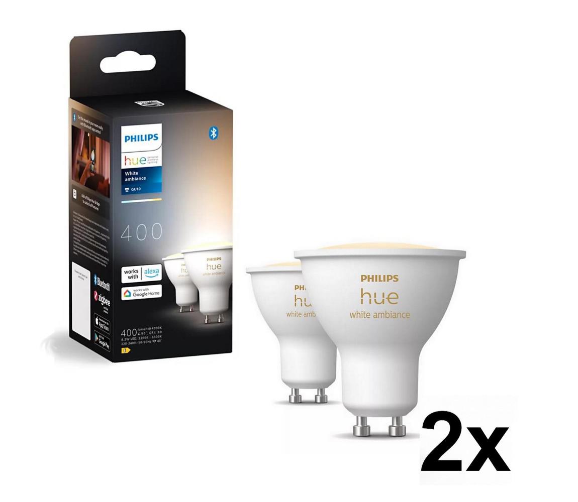 Sada 4x stmievateľných LED žiaroviek Philips Hue WHITE AMB. GU10/4,2W/230V 2200-6500K 2xP6173