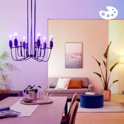 Sada 4x stmievateľných LED RGB žiaroviek Philips SMART C37 E14/5W/230V 2200-6500K