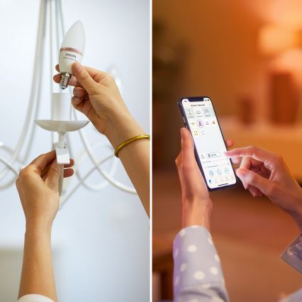 Sada 4x stmievateľných LED RGB žiaroviek Philips SMART C37 E14/5W/230V 2200-6500K