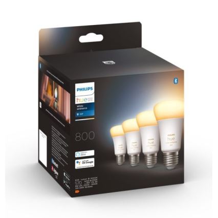 SADA 4xLED Stmievateľná žiarovka Philips Hue WHITE AMBIANCE E27/6W/230V 2200-6500K