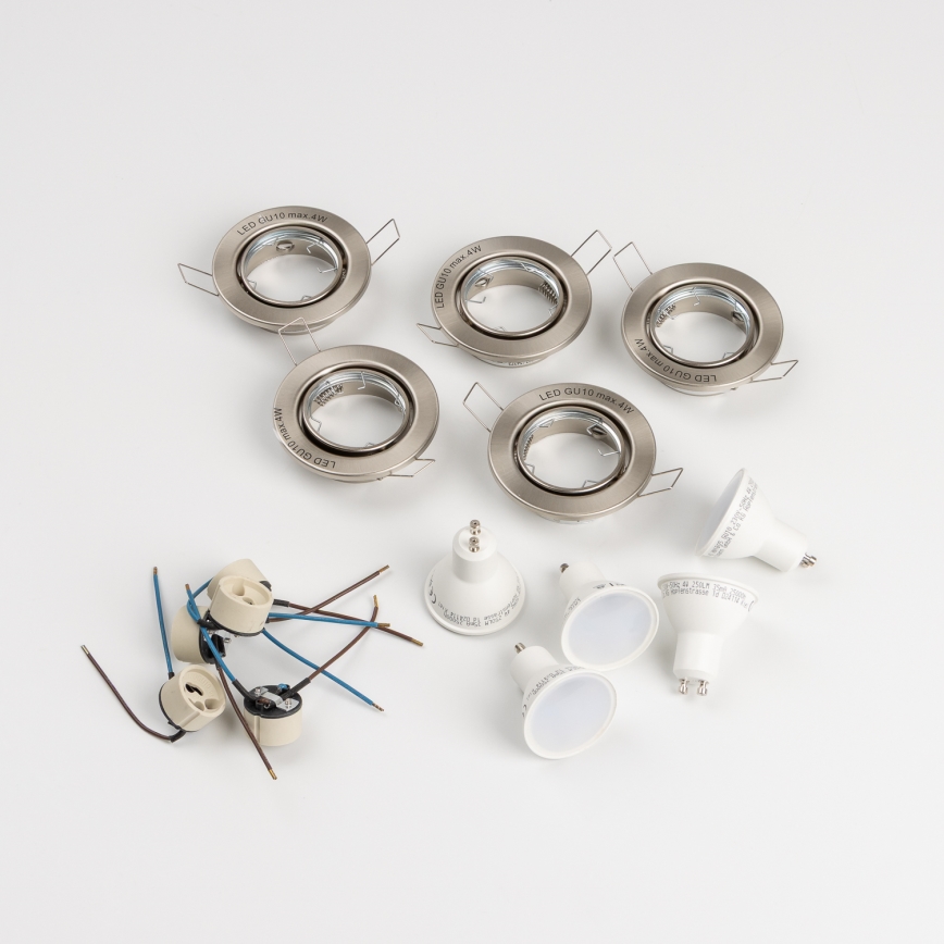 Sada 5 ks zapustených kúpeľňových svietidiel 1×GU10/4W/230V IP23 matný chróm