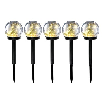 SADA 5x LED Solárna lampa LED/0,12W/1,2V 3000K IP44 čierna/číra