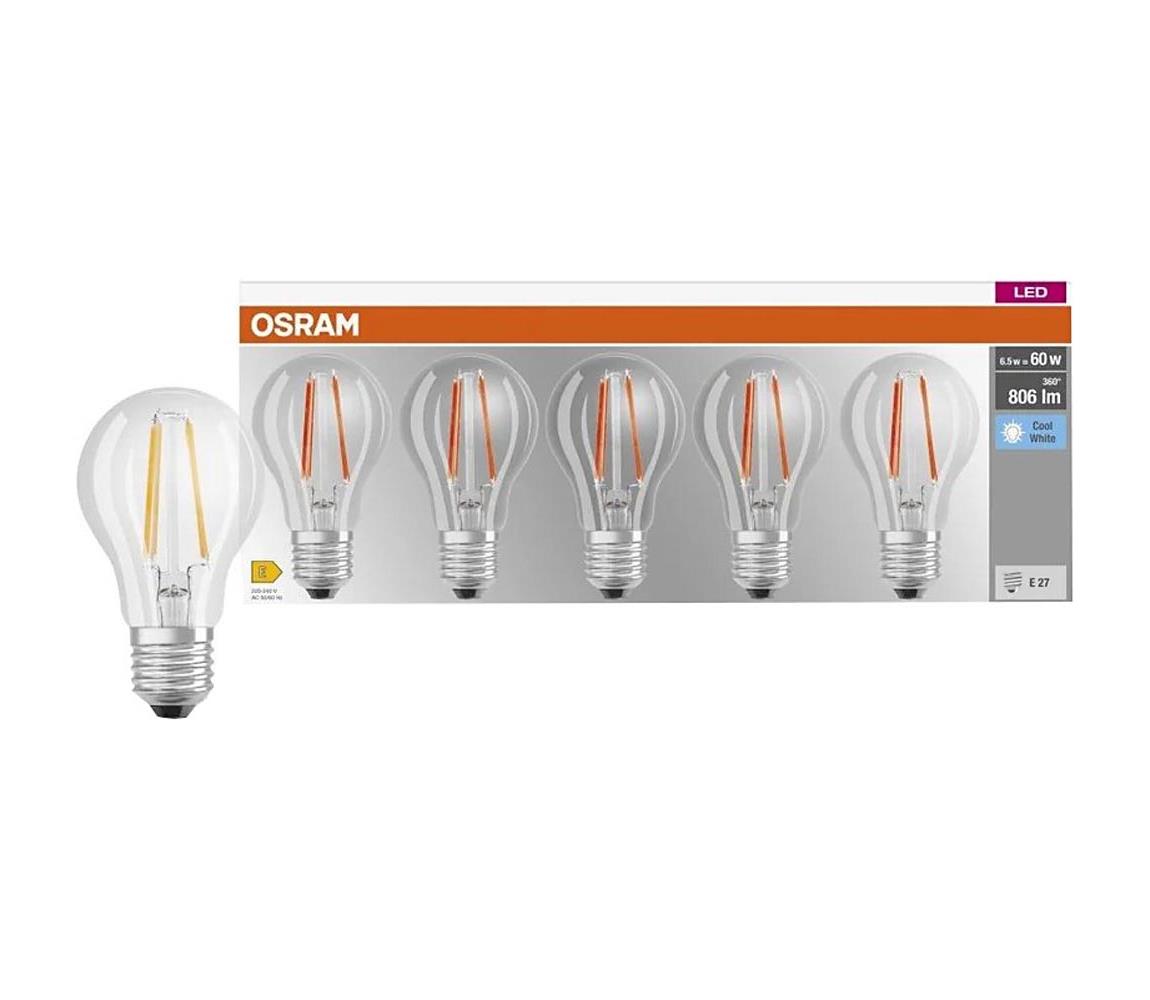 SADA 5x LED žiaroviek BASE CLASSIC FILAMENT A60 E27/7W/230V 4000K - Osram 4058075466517