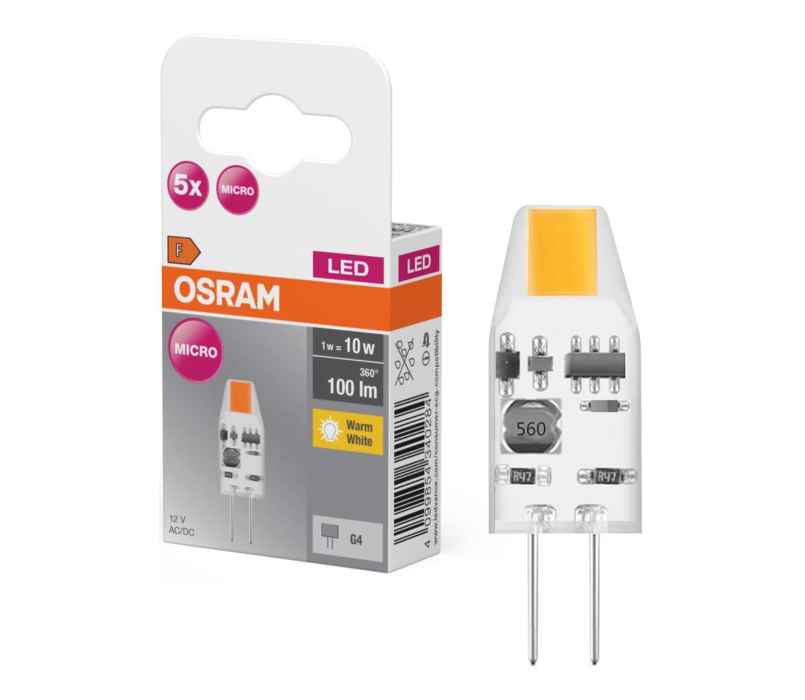 Sada 5x LED žiaroviek PIN MICRO G4/1W/12V 2700K - Osram 4099854340284