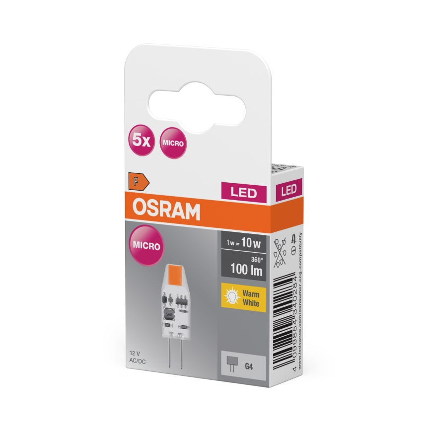 Sada 5x LED žiaroviek PIN MICRO G4/1W/12V 2700K - Osram
