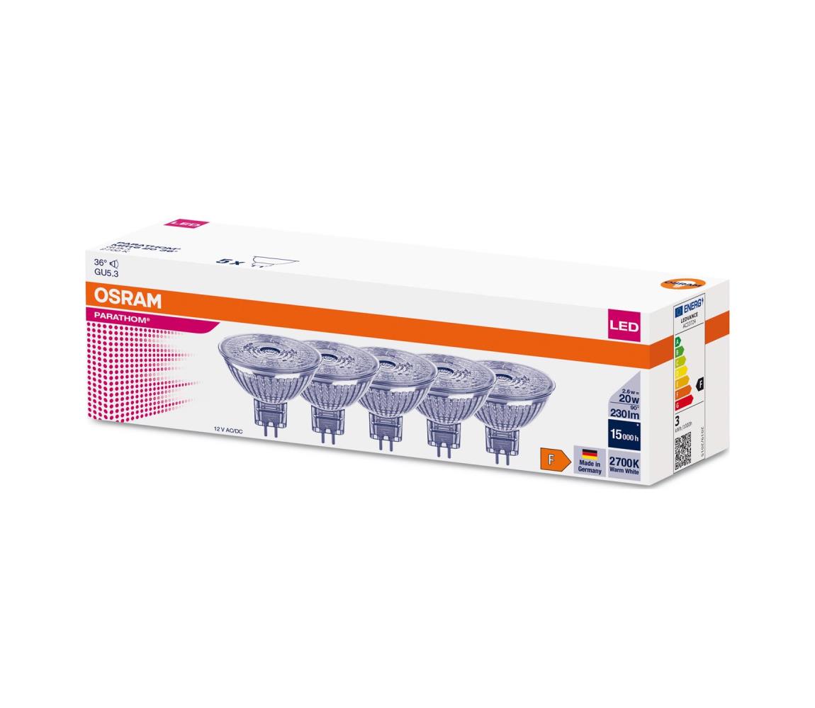 SADA 5x LED žiarovka MR16 GU5,3/2,6W/12V 2700K 36° - Osram 4099854042768