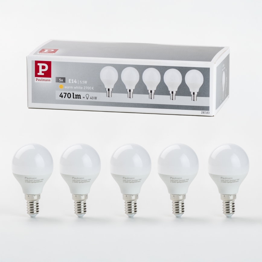 SADA 5x LED Žiarovka P45 E14/5,5W/230V 2700K - Paulmann 28783