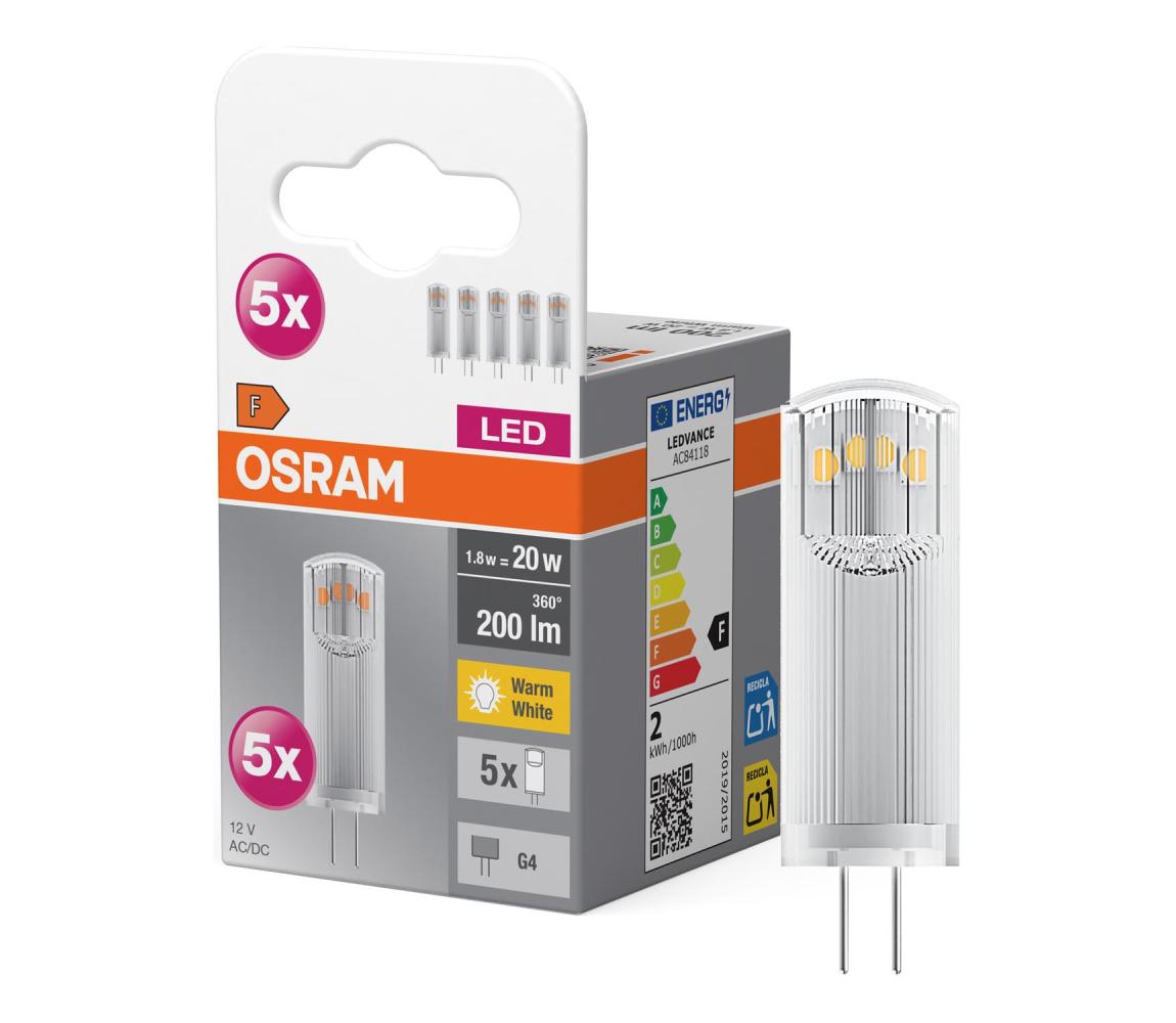 Sada 5× LED žiaroviek PIN G4/1,8 W/12 V 2700 K - Osram 4058075758025