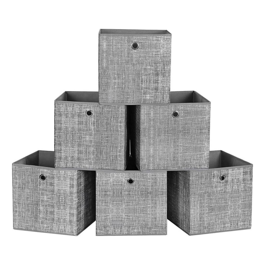 Sada 6 úložných boxov CURAN, sivá
