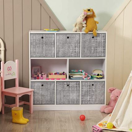 Sada 6 úložných boxov CURAN, sivá