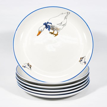 Sada 6x keramický tanier 24 cm biela modrá