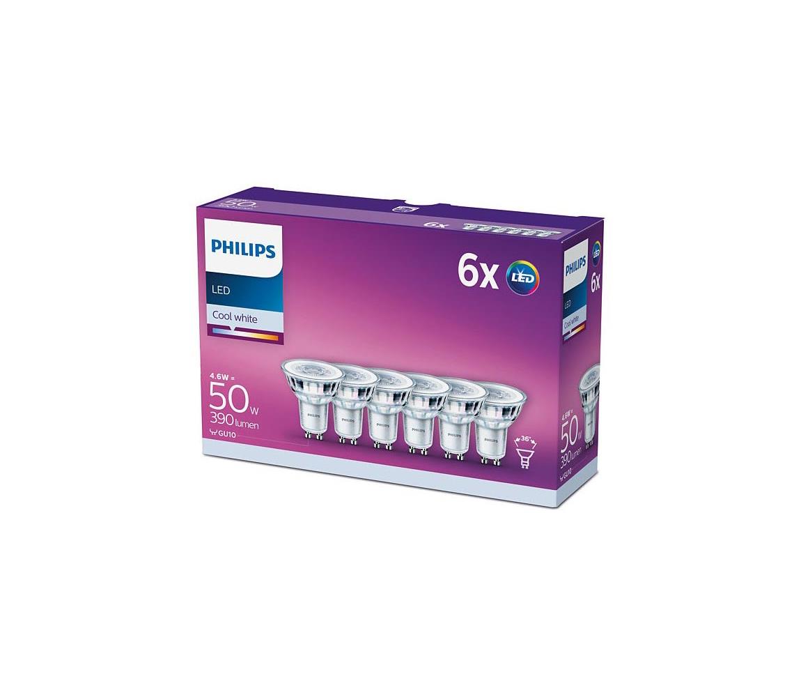 Sada 6x LED žiaroviek Philips GU10/4,6W/230V 4000K 8718696764657