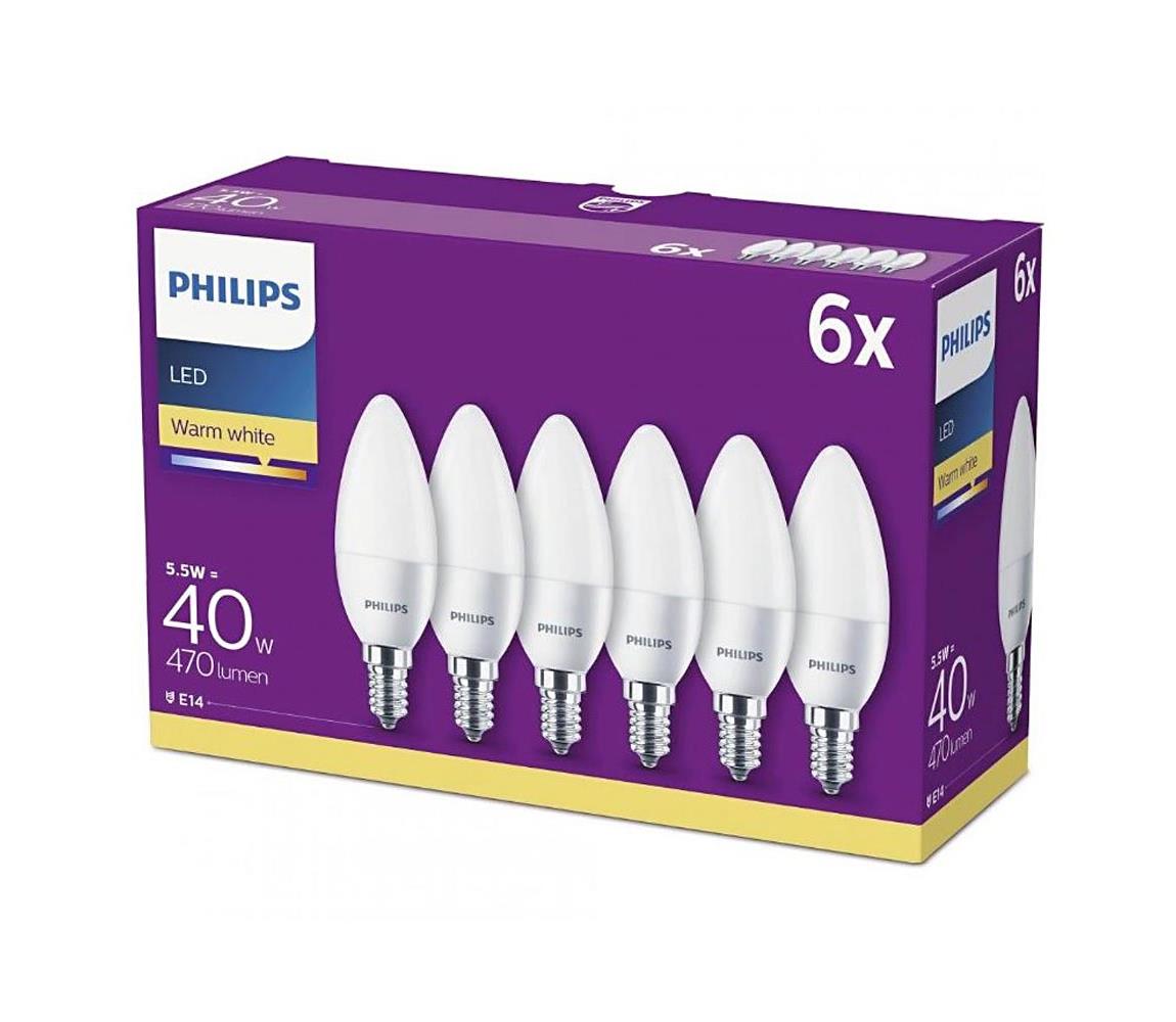 Philips SADA 6x LED Žiarovka Philips B35 E14/5,5W/230V 2700K