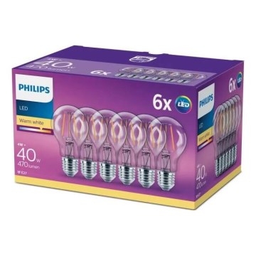 SADA 6x LED Žiarovka VINTAGE Philips E27/4W/230V 2700K