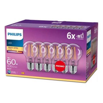 SADA 6x LED Žiarovka VINTAGE Philips E27/7W/230V 2700K