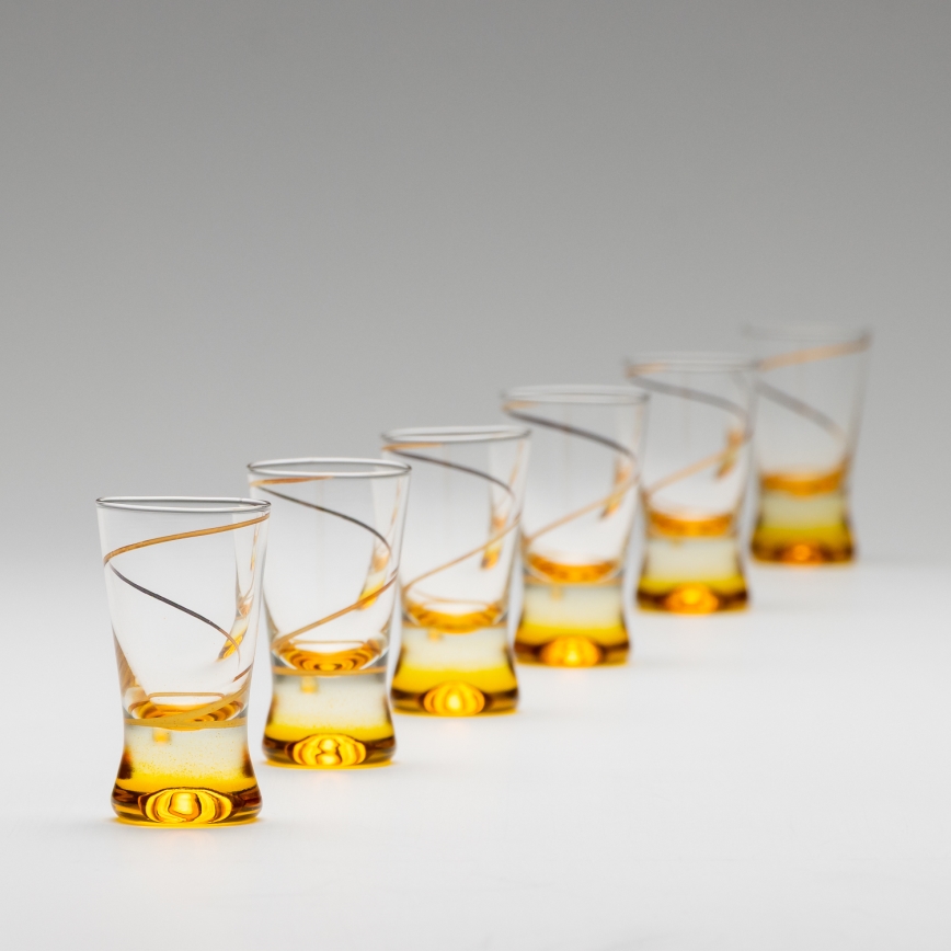 Sada 6x pohár na panáky 25 ml číra žltá