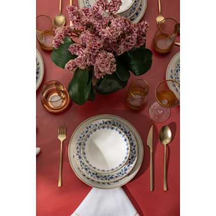 Sada jedálenského riadu 18 ks, biela/modrá, porcelán