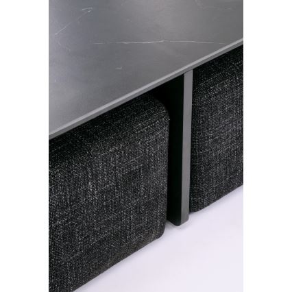 SADA Konferenčný stolík KORO 70x70 cm + 2x taburet čierna/hnedá