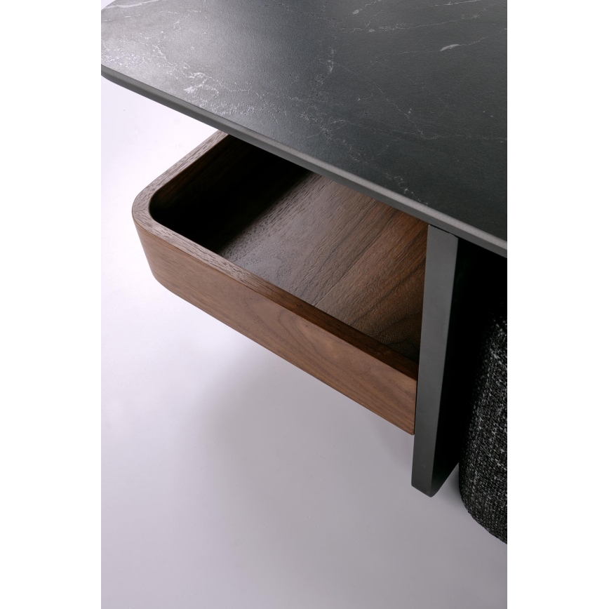 SADA Konferenčný stolík KORO 70x70 cm + 2x taburet čierna/hnedá