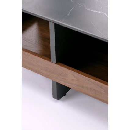 SADA Konferenčný stolík KORO 70x70 cm + 2x taburet čierna/hnedá