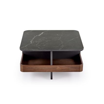 SADA Konferenčný stolík KORO 70x70 cm + 2x taburet čierna/hnedá