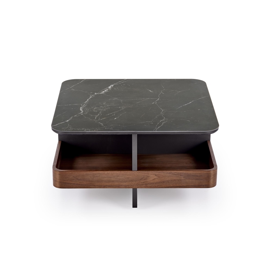 SADA Konferenčný stolík KORO 70x70 cm + 2x taburet čierna/hnedá