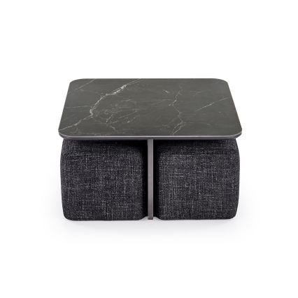 SADA Konferenčný stolík KORO 70x70 cm + 2x taburet čierna/hnedá