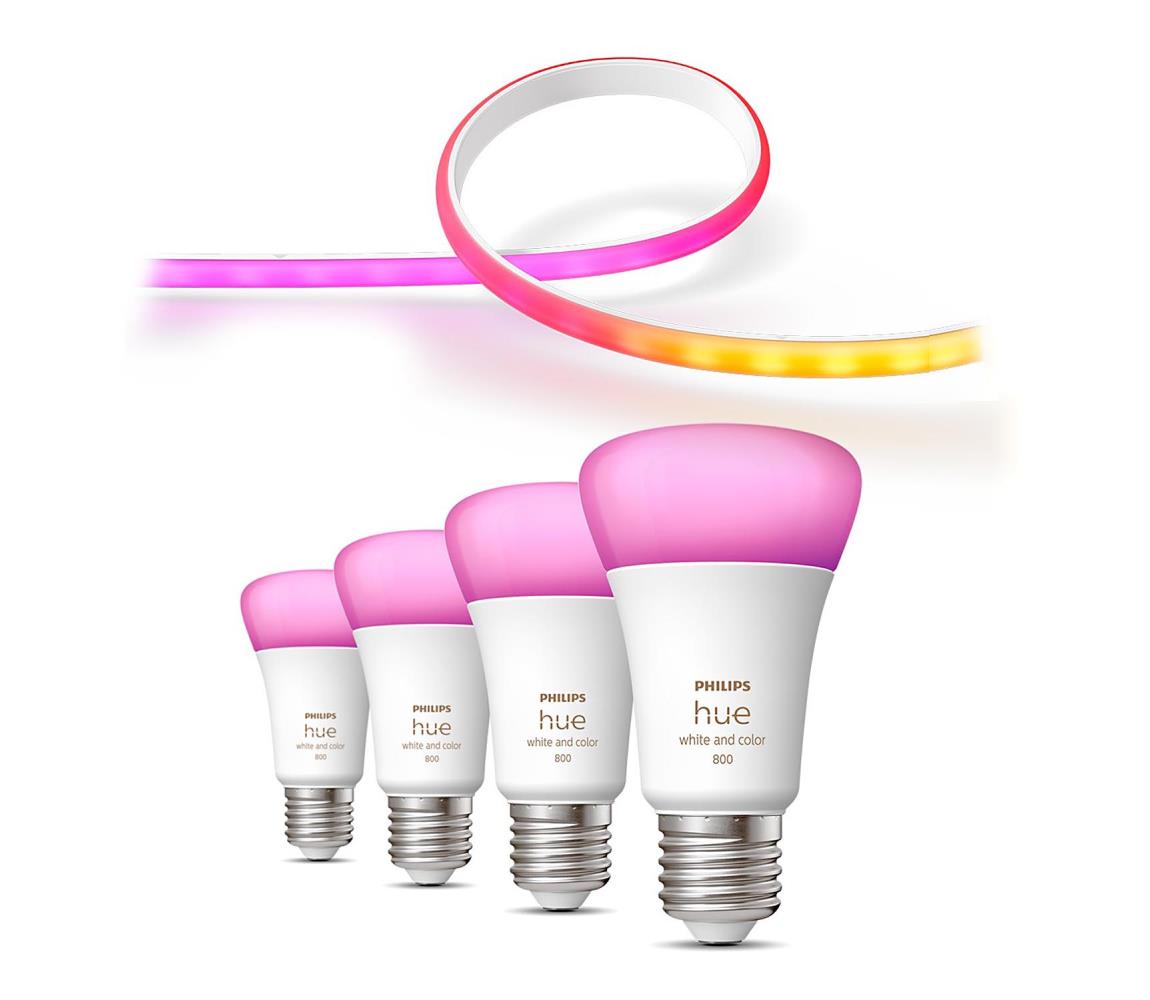 Philips SADA-LED RGBW Stmievateľný pásik Philips Hue 2m 20W/230V + 4xLED Žiarovka E27/6,5W