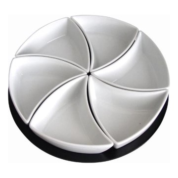 Sada misiek s podnosom TORO 6 ks keramika/drevo