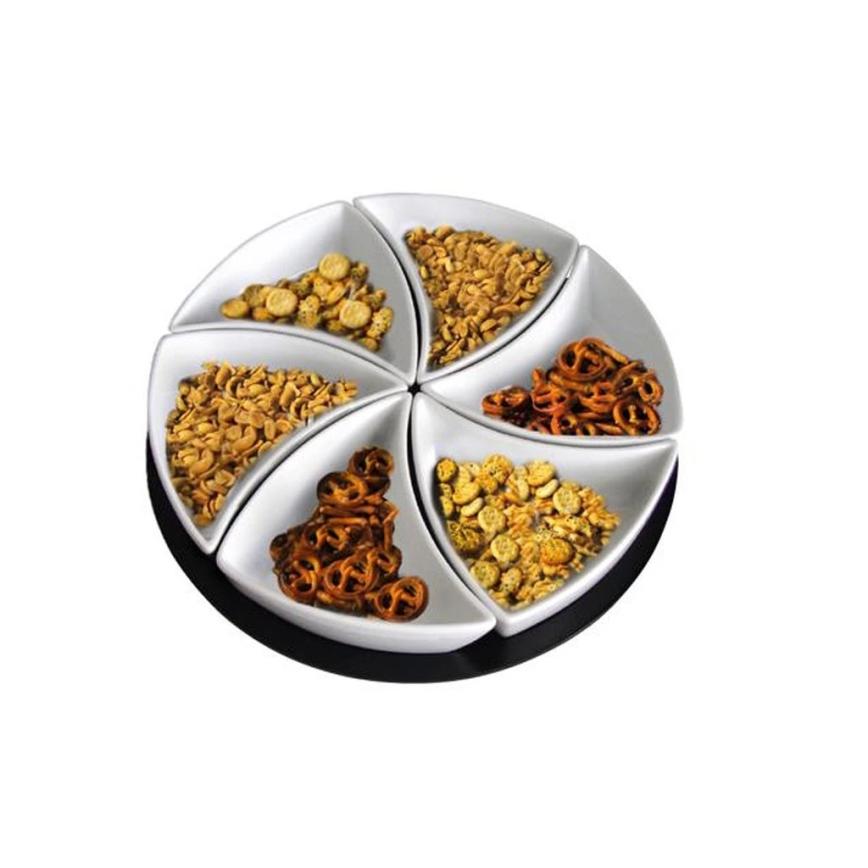 Sada misiek s podnosom TORO 6 ks keramika/drevo