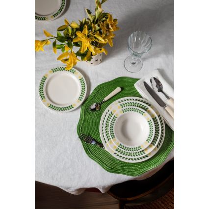 Sada riadu 24 ks biela/zelená/žltá/porcelán
