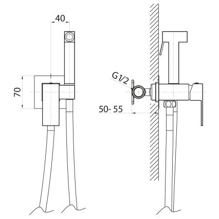 Sapho - Bidetová batéria so sprškou pre podomietkovú inštaláciu CUBEMIX matná zlatá