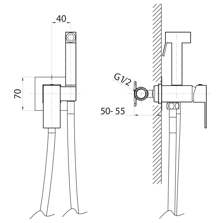 Sapho - Bidetová batéria so sprškou pre podomietkovú inštaláciu CUBEMIX matná zlatá
