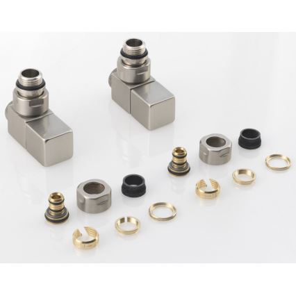 Sapho CUBE – pripojovacia sada rohových ventilov, 2 ks, brúsená nerezová oceľ