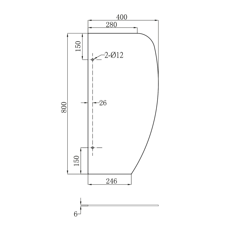 Sapho - Deliaca stena pre pisoáre 40x80 cm matné sklo