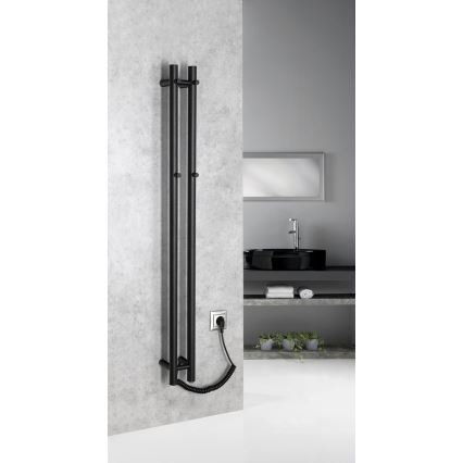 Sapho - Elektrický sušák na uteráky PAPINADO 40W 120x11 cm matná čierna