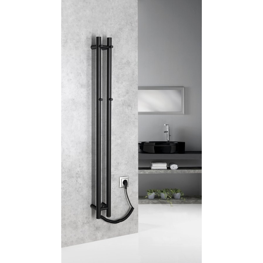 Sapho - Elektrický sušák na uteráky PAPINADO 40W 120x11 cm matná čierna