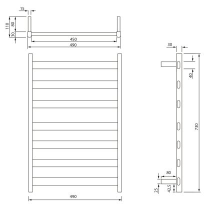 Sapho - Elektrický sušiak na uteráky ELIAS 105W 73x49 cm matná biela