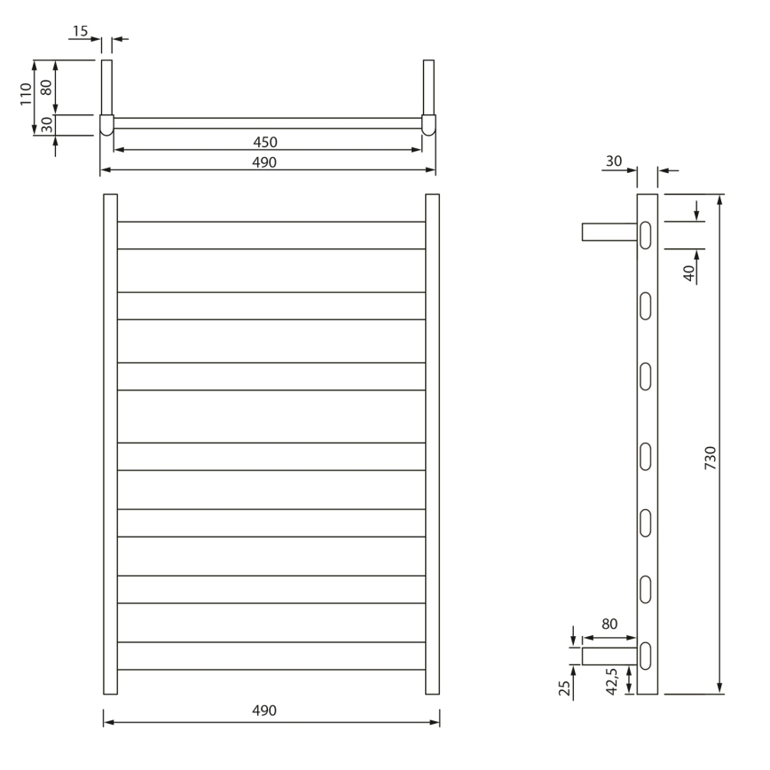 Sapho - Elektrický sušiak na uteráky ELIAS 105W 73x49 cm matná biela
