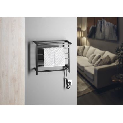 Sapho - Elektrický sušiak na uteráky ELZOR 60W 47x50 cm matná čierna