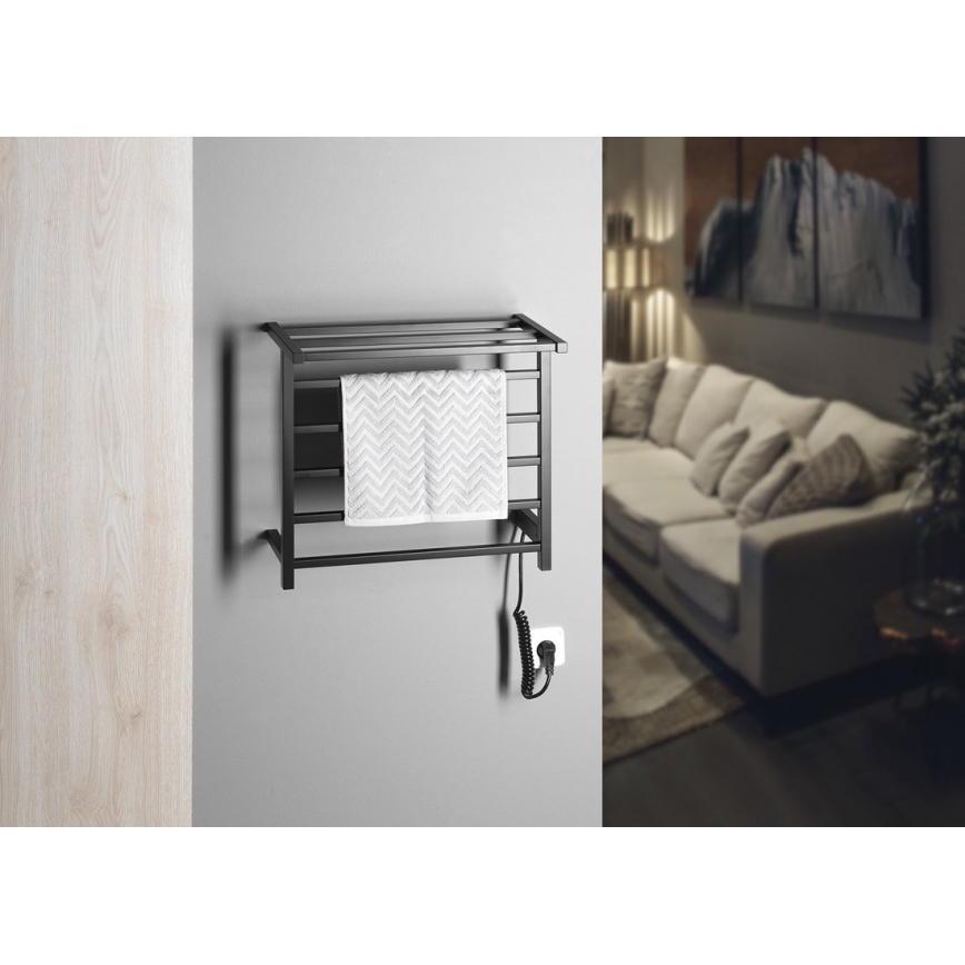 Sapho - Elektrický sušiak na uteráky ELZOR 60W 47x50 cm matná čierna