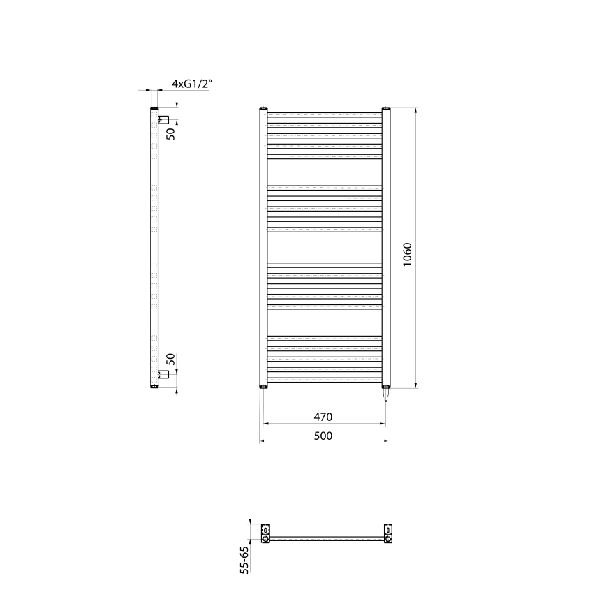 Sapho - Elektrický sušiak na uteráky METRO-E 400W 106x50 cm biely
