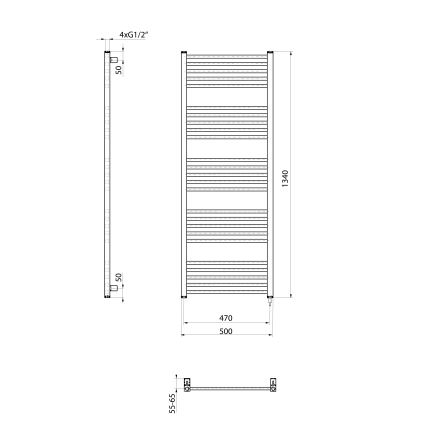 Sapho - Elektrický sušiak na uteráky METRO-E 500W 134x50 cm biela