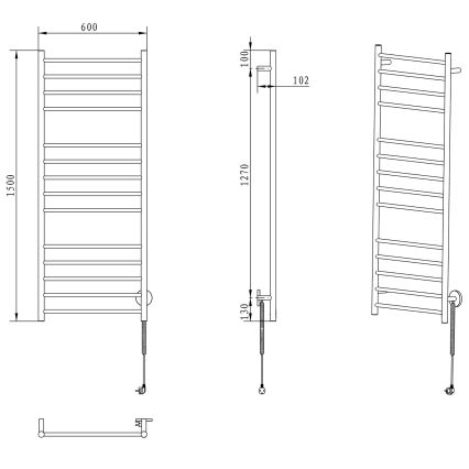 Sapho - Elektrický sušič na uteráky REDONDO 130W/230V 150 cm lesklý chróm pravý okrúhly
