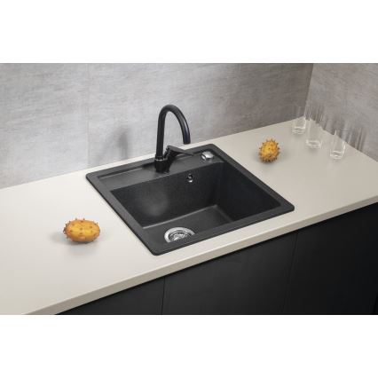 Sapho - Kuchynský drez 53x50 cm granit/čierny