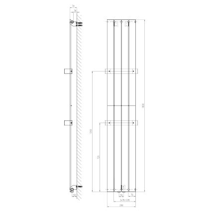 Sapho - Kúpeľňový radiátor COLONNA 180x30 cm strieborný