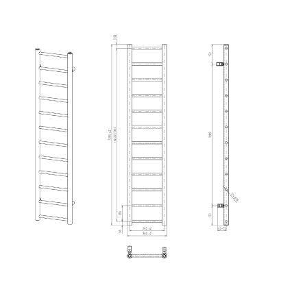 Sapho - Kúpeľňový radiátor DINA 278W 30x138 cm matná čierna